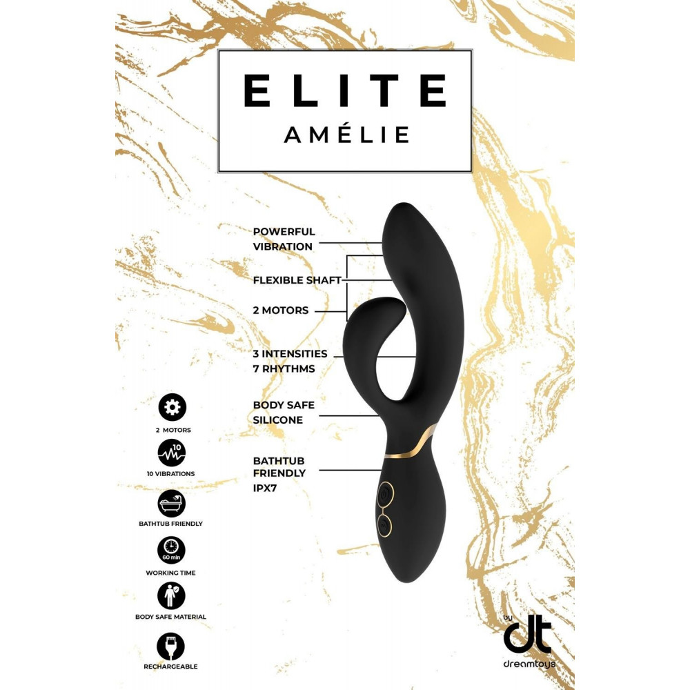 Разное - Вибромассажер кролик Dream Toys ELITE AMELIE черный 6