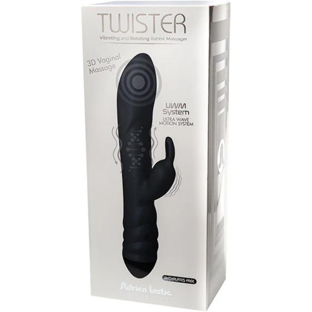 Разное - Вибратор-кролик Adrien Lastic Twister с ротацией, черный 4