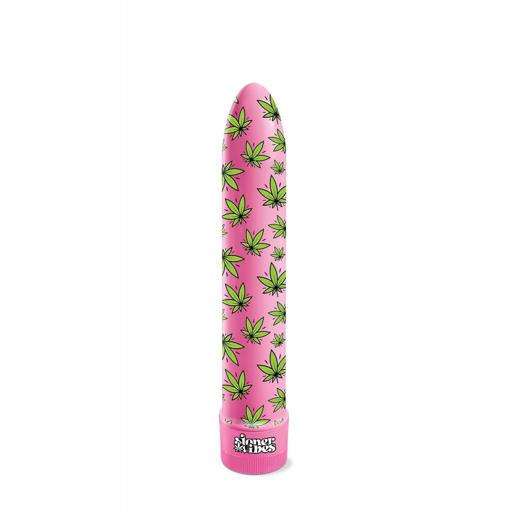 Классический вибратор - Вибратор нереалистичный с принтом Stoner Vibes Global Novelties, розовый, 20.3 х 3.8 см 3