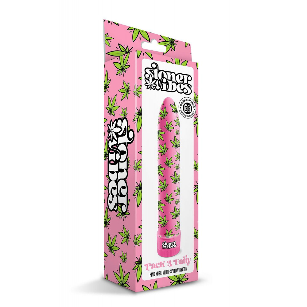 Классический вибратор - Вибратор нереалистичный с принтом Stoner Vibes Global Novelties, розовый, 20.3 х 3.8 см 1