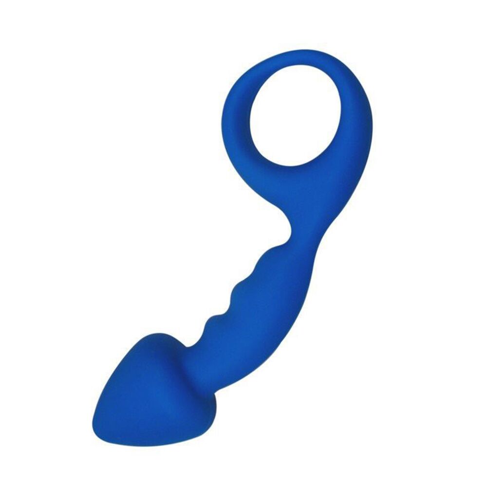 Анальная пробка - Анальная пробка Adrien Lastic Budy Blue со стимулирующей ножкой, макс. диаметр 2,5см