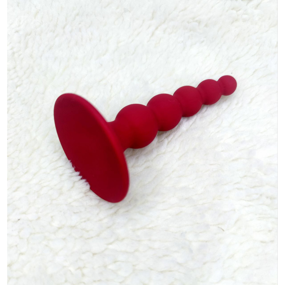 Анальные игрушки - Анальная пробка на присоске силиконовая Loveshop RED 1