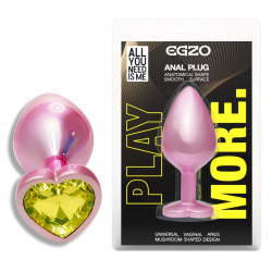 Анальная пробка с кристаллом EGZO - Pink Perl Heart Plug Lime, size S