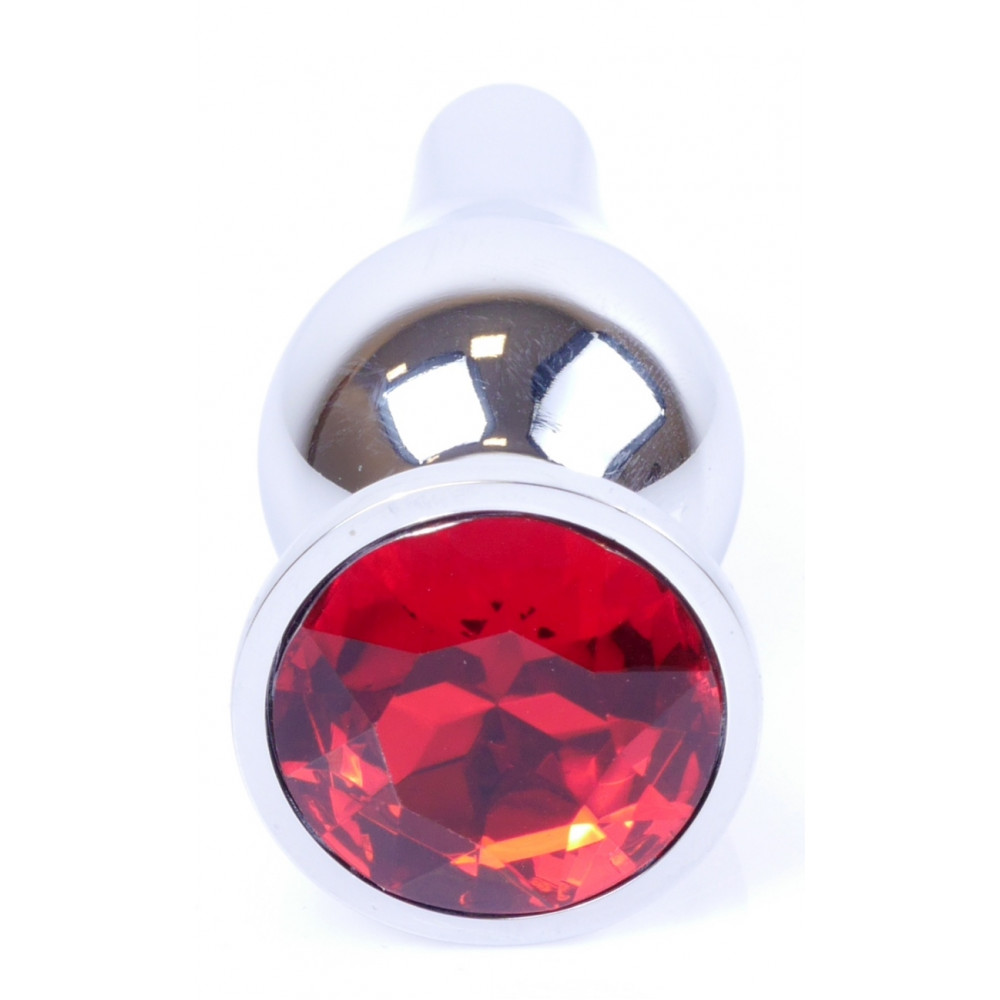 Анальные игрушки без вибрации - Анальная пробка Boss Series - Jewellery Silver BUTT PLUG Red, BS6400073 1