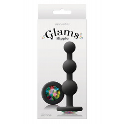 Анальная пробка с кристаллом GLAMS RIPPLE RAINBOW GEM BLACK