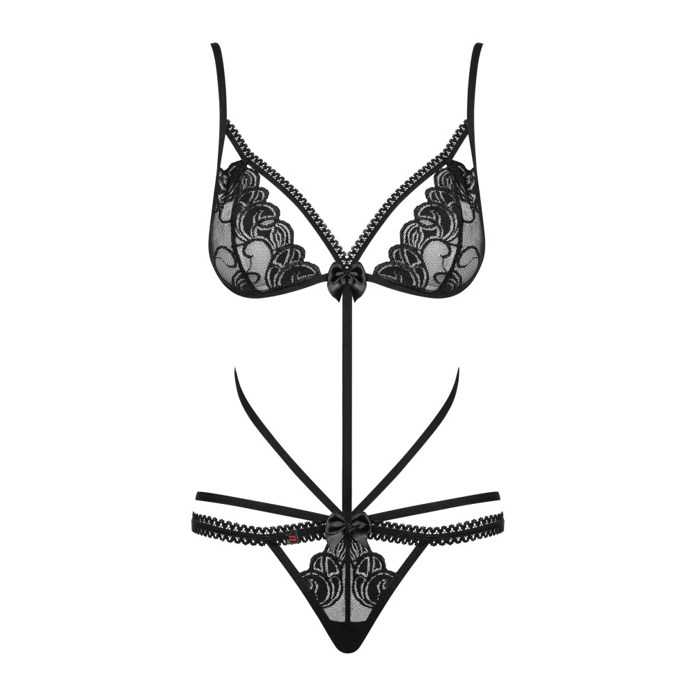 Разное - Боди кружевное со стрепами Obsessive Wonderia черный, S/M 2