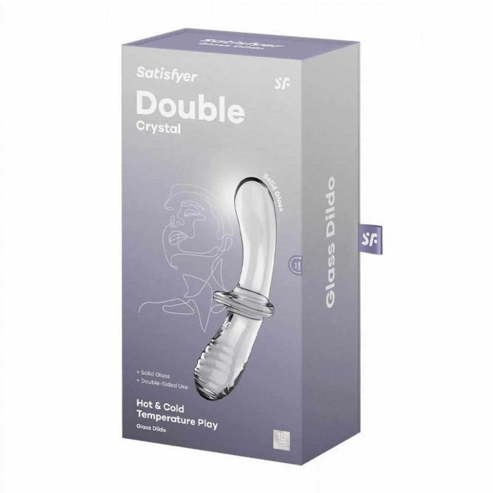 Разное - Двойной стеклянный фаллоимитатор Satisfyer Double Crystal Transparent прозрачный 4