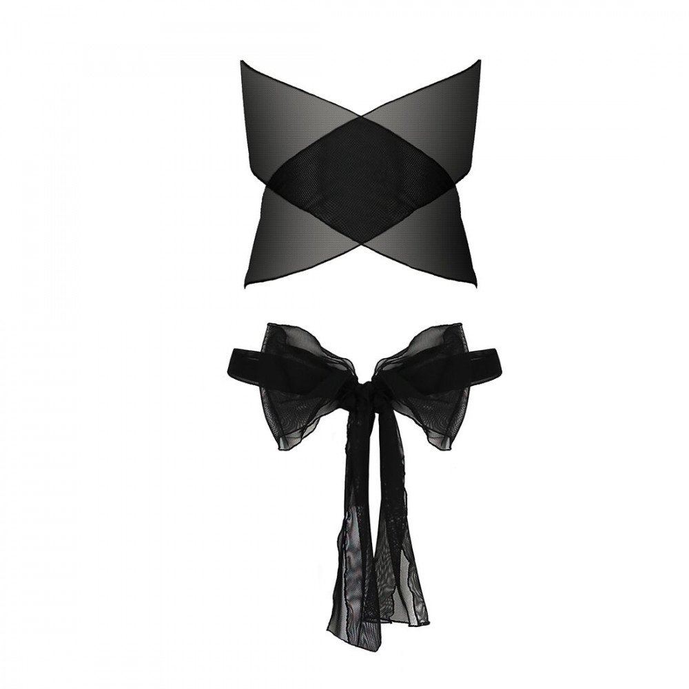 Эротические комплекты - Комплект белья AMORE SET black - Passion: стринги и лиф в виде подарочной ленты с бантом 1