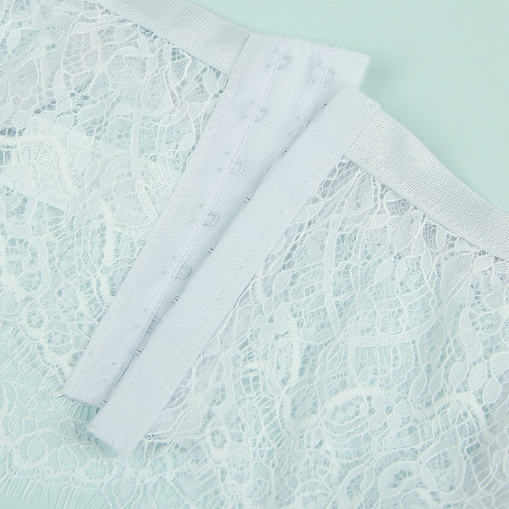 Різне - Комплект мереживний Star Night, пояс для панчіх+трусики стрінги, білий 4