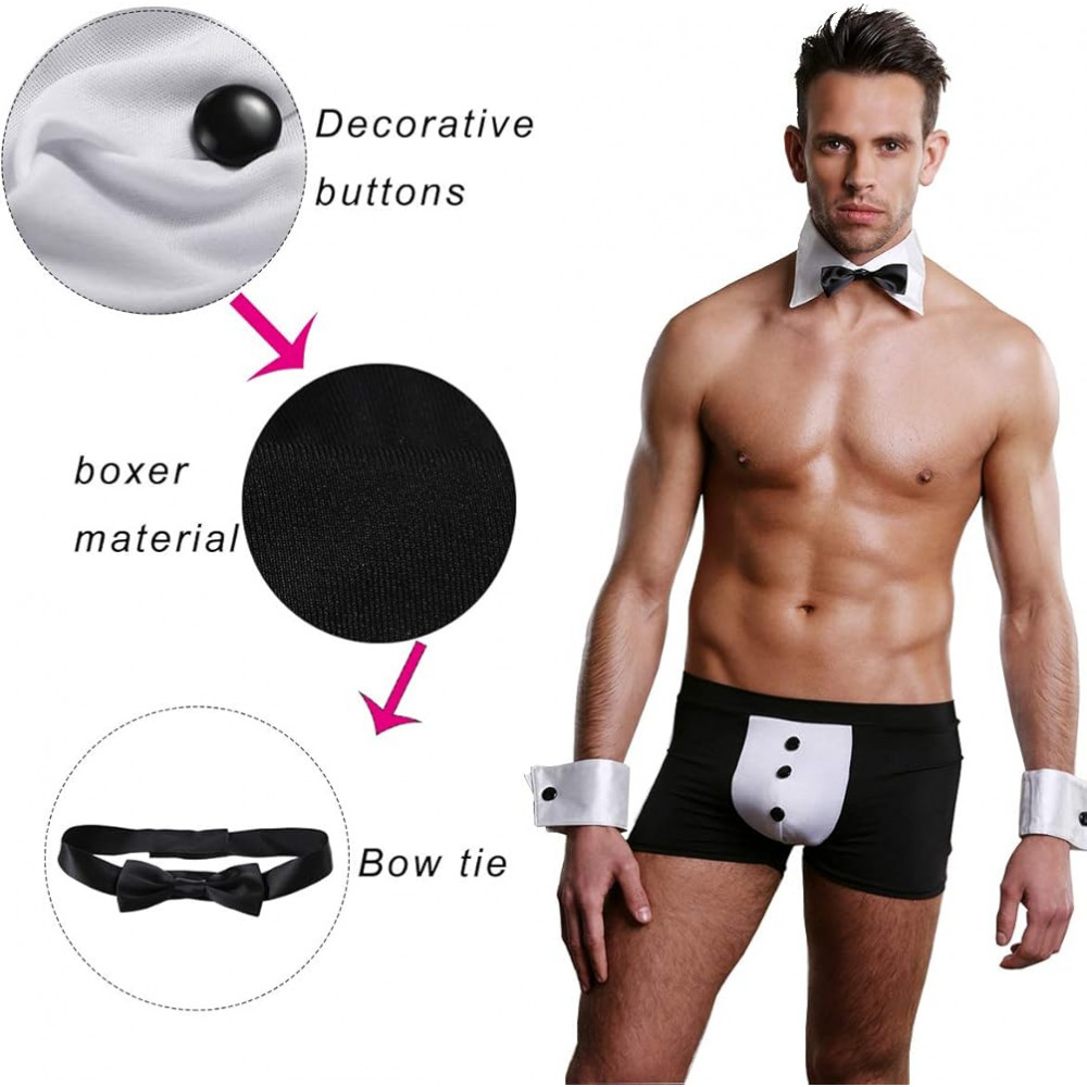  - Чоловічий ігровий костюм Sunspice Сексуальний Офіціант, чорний-білий, O/S 2