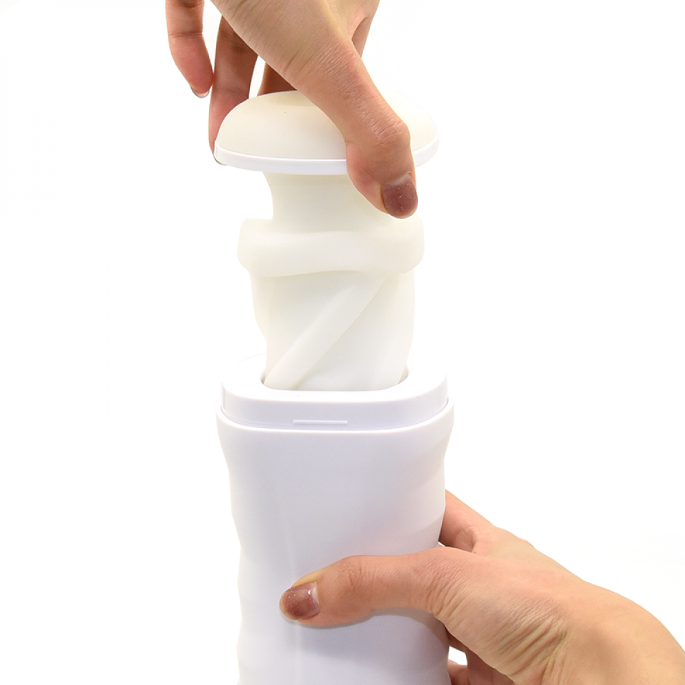 Різне - Мастурбатор Sweet Em хай-тек нереалістичний у колбі, білий 10 режимів вібрації + стиск 3