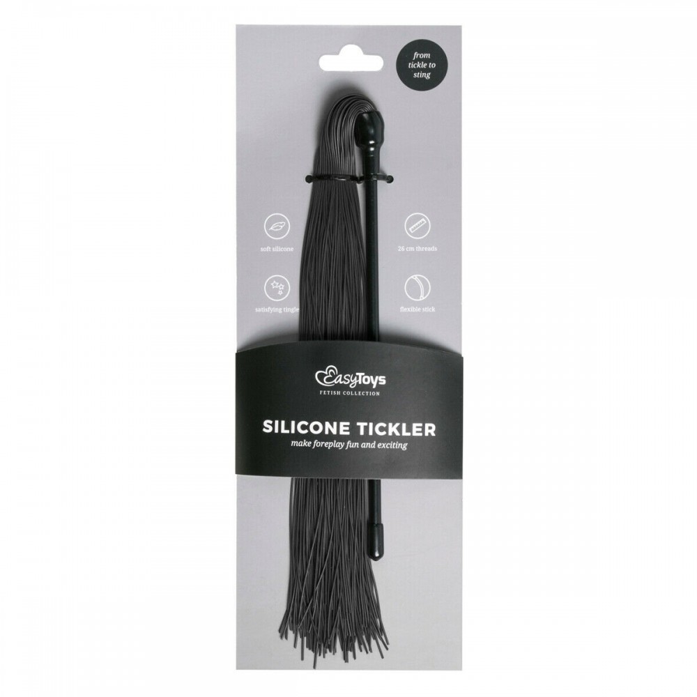 Плети, стеки, флоггеры, тиклеры - Плетка силиконовая Black Silicone Tickler 1
