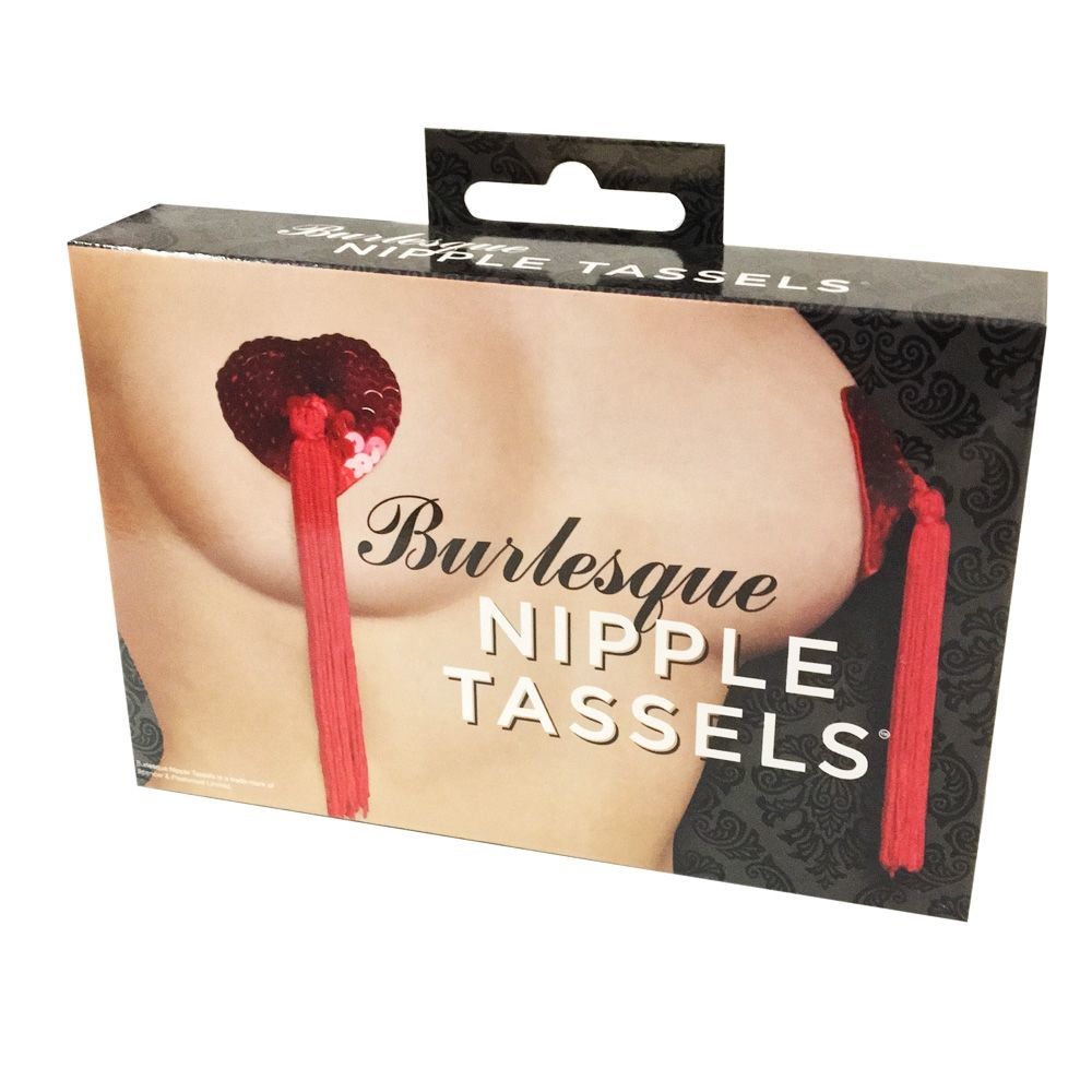 Интимные украшения - Пэстис - стикини Burlesque Nipple Tassels, наклейки на соски, блестящие сердечки с кисточками 1