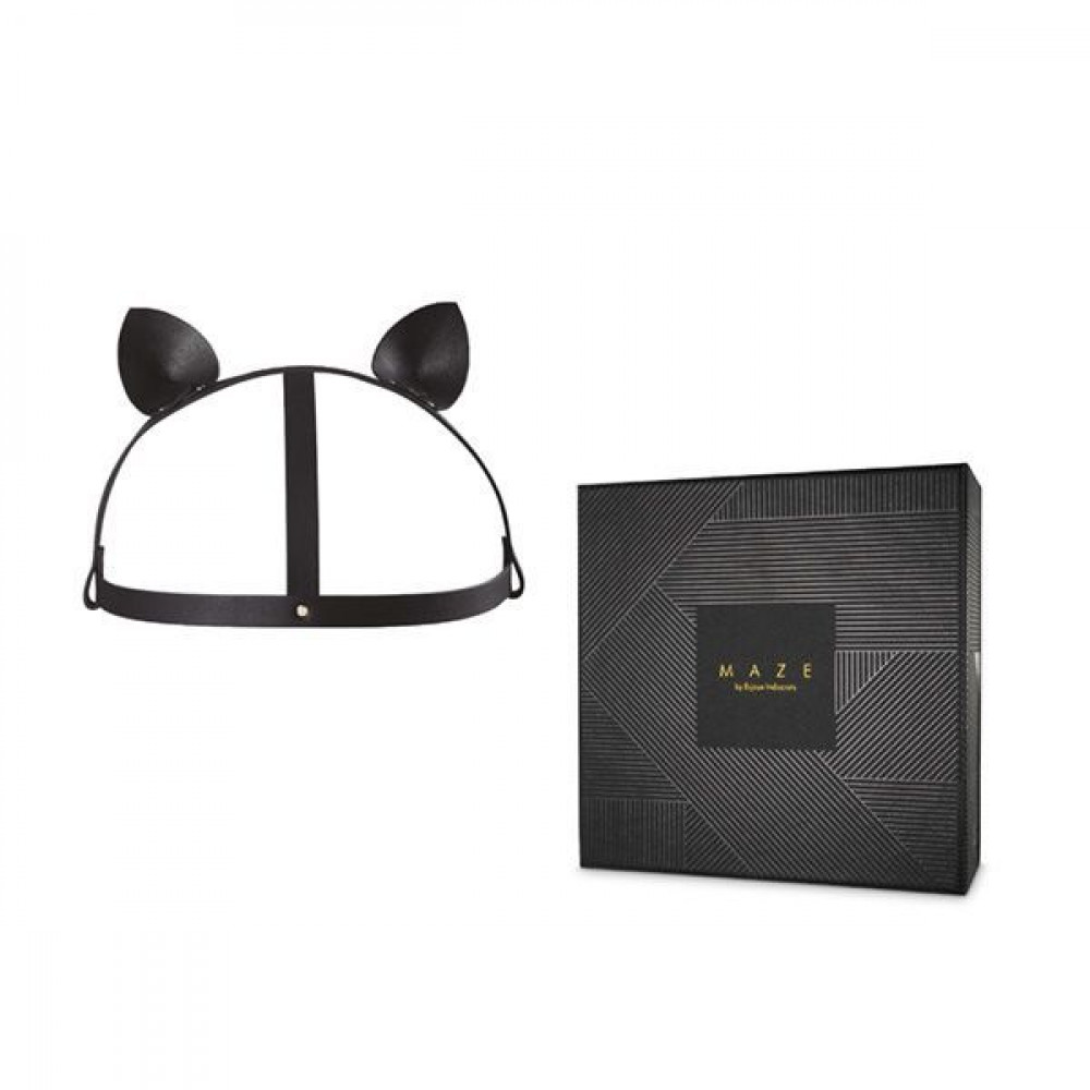 Маски - Маска кошечки Bijoux Indiscrets MAZE - Cat Ears Headpiece Black, экокожа 7