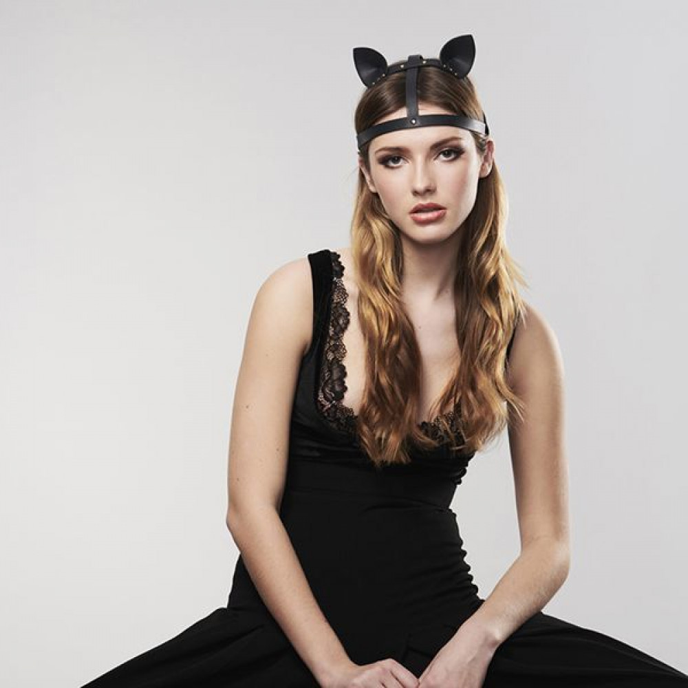 Маски - Маска кошечки Bijoux Indiscrets MAZE - Cat Ears Headpiece Black, экокожа 2