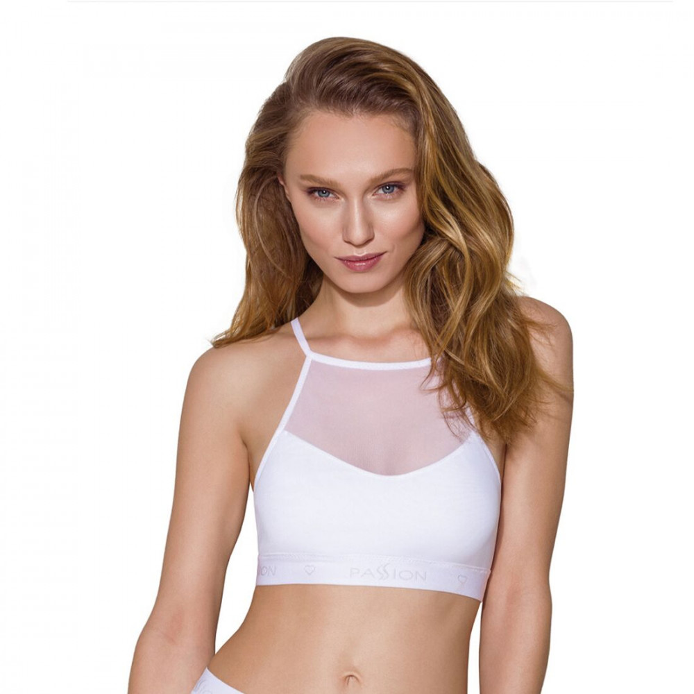 Эротические комплекты - Спортивный топ с прозрачной вставкой Passion PS006 TOP white, size L