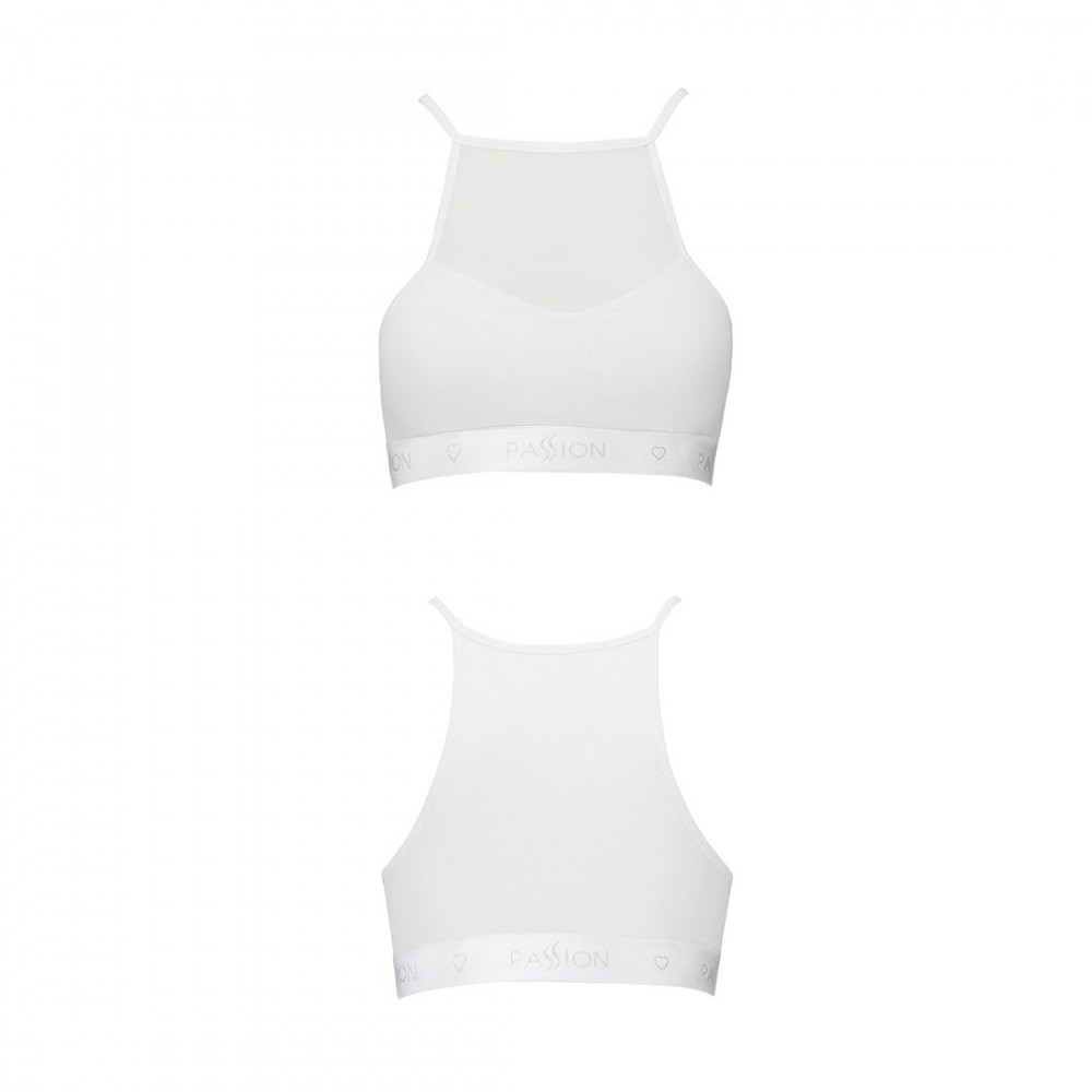 Эротические комплекты - Спортивный топ с прозрачной вставкой Passion PS006 TOP white, size L 2