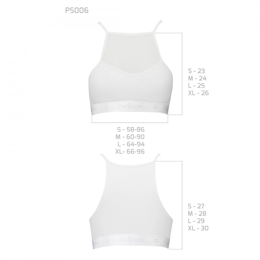 Эротические комплекты - Спортивный топ с прозрачной вставкой Passion PS006 TOP white, size L 1