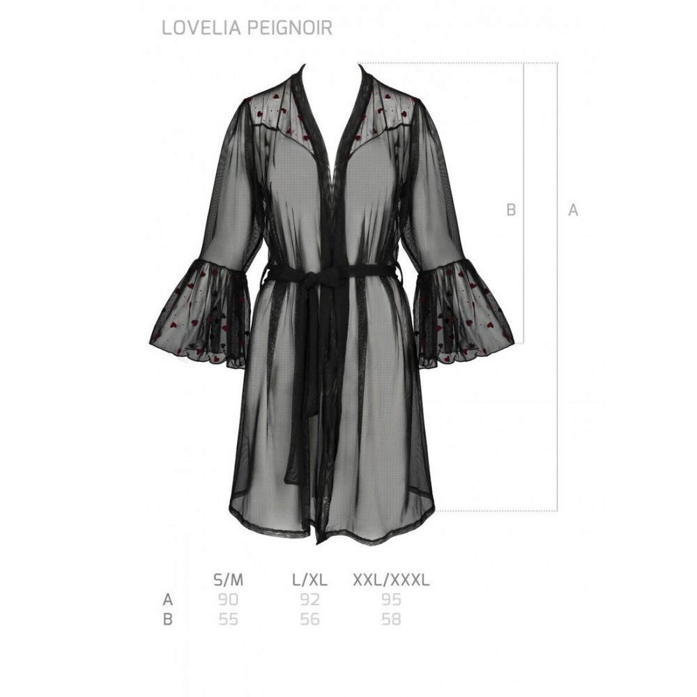 Эротические пеньюары и сорочки - Воздушный пеньюар LOVELIA PEIGNOIR black L/XL - Passion 1
