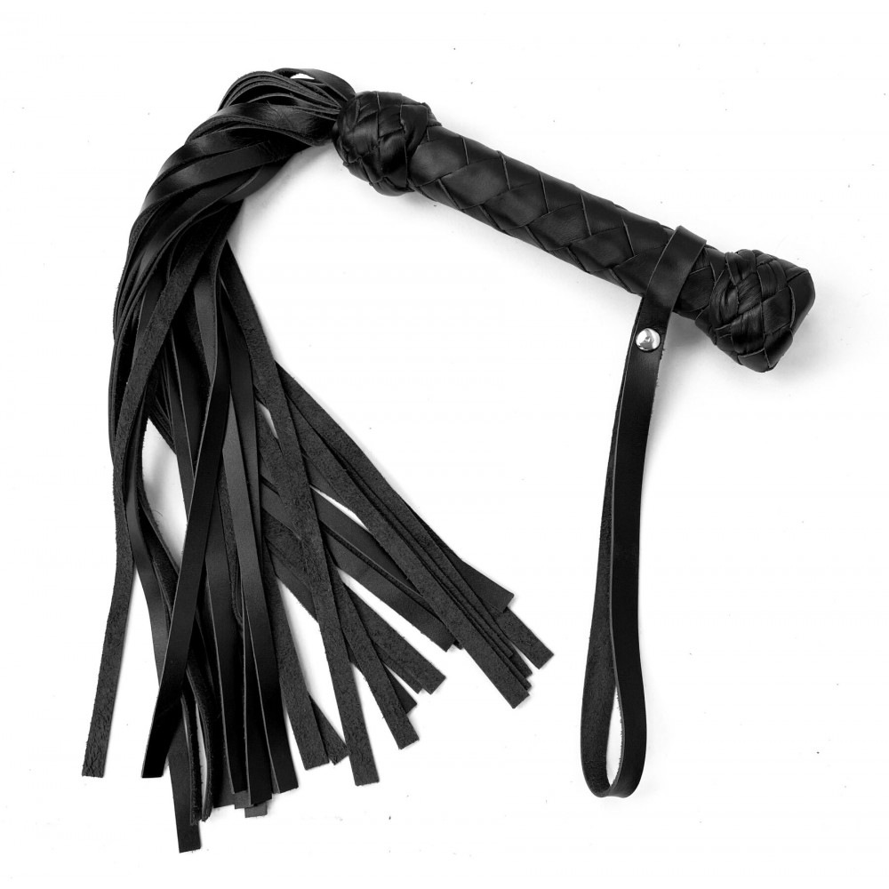БДСМ плети, шлепалки, метелочки - Флоггер маленький / мартинет, 30 хвостов по 35 см, цвет черный