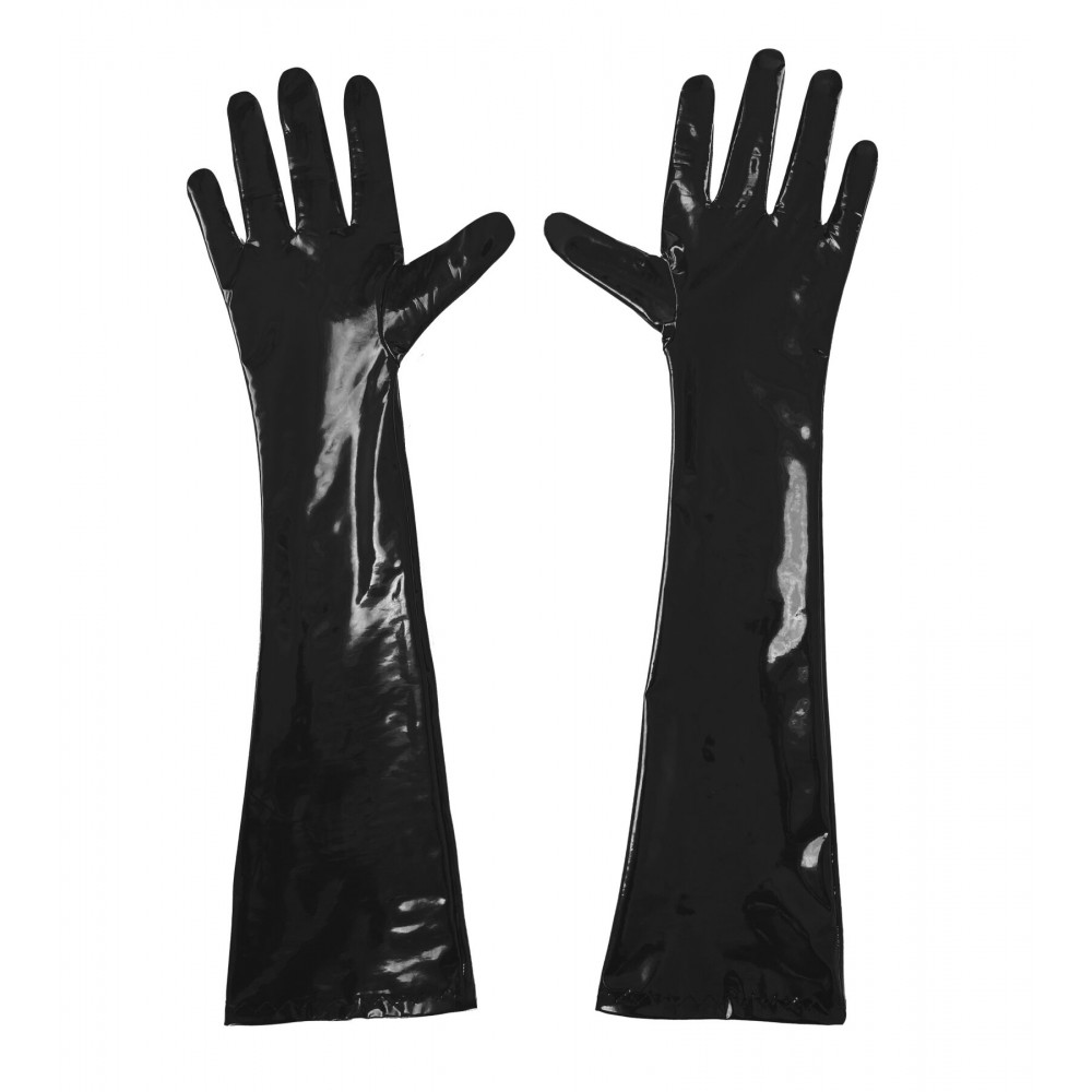 Женское эротическое белье - Глянцевые виниловые перчатки Art of Sex - Lora, размер S, цвет Черный 2