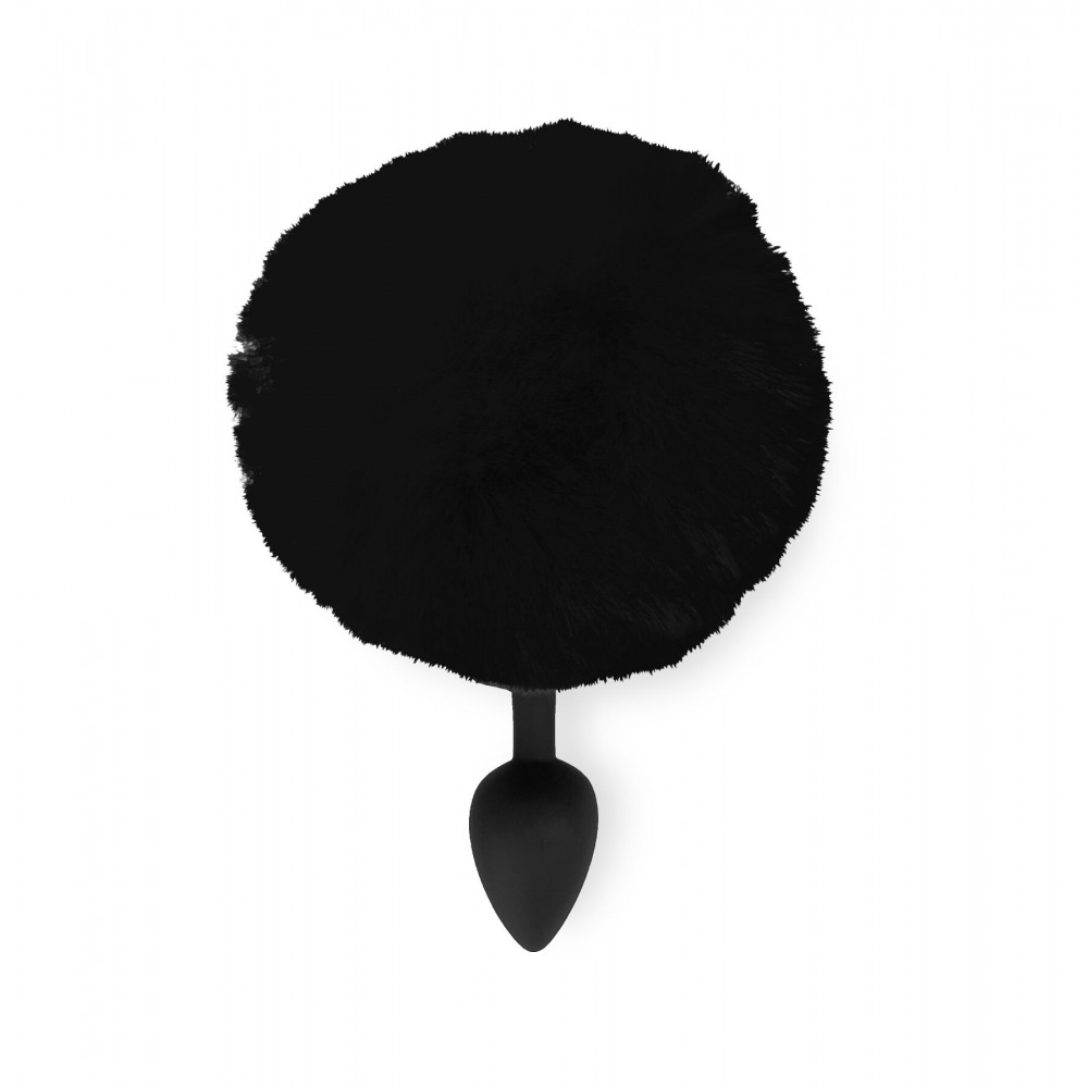 Анальный хвост - Силиконовая анальная пробка М Art of Sex - Silicone Bunny Tails Butt plug Black, диаметр 3,5 см 3