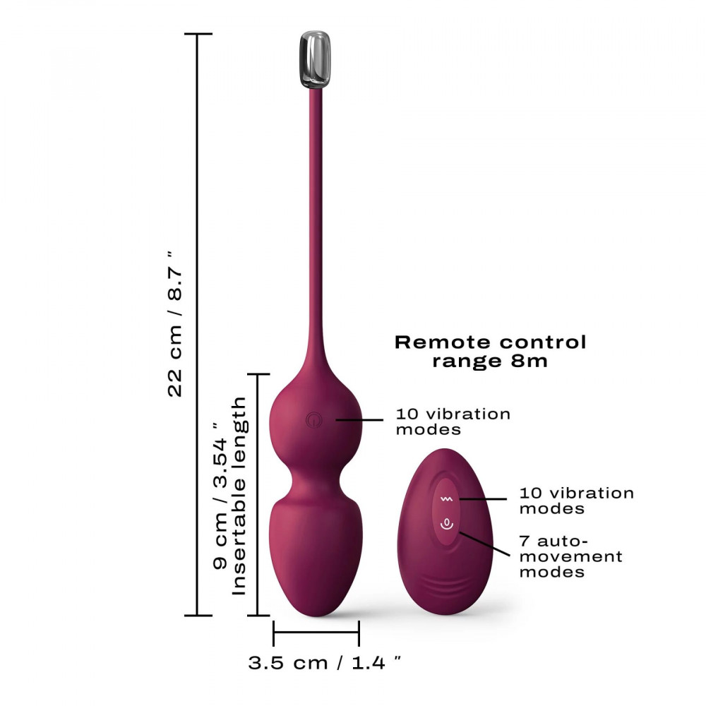 Вагинальные шарики - Вагинальные шарики Dorcel LOVE BALLS PLUM, вибрации и движения внутреннего шарика, пульт ДУ 3