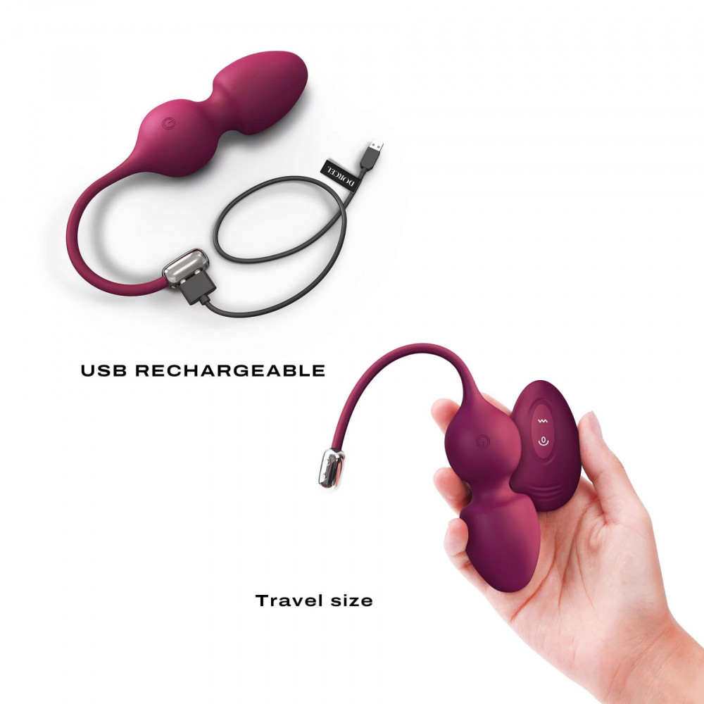 Вагинальные шарики - Вагинальные шарики Dorcel LOVE BALLS PLUM, вибрации и движения внутреннего шарика, пульт ДУ 4