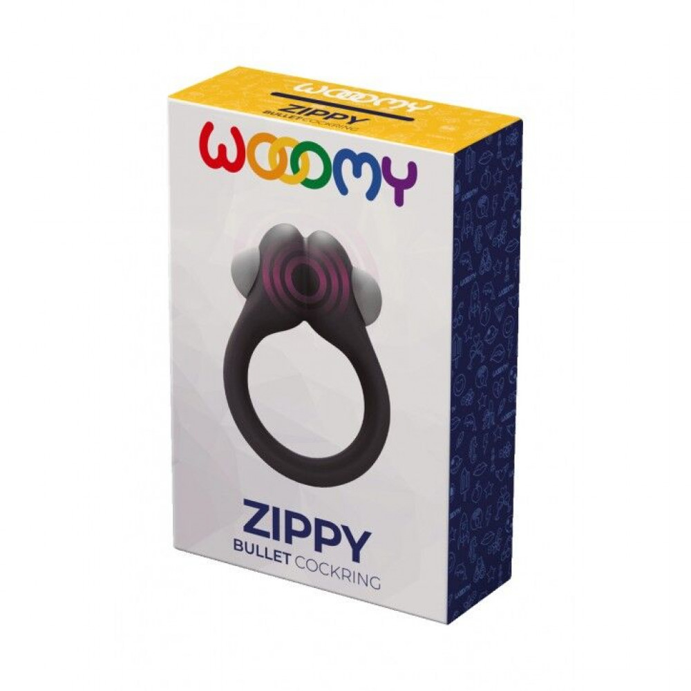 Эрекционные кольца с вибрацией - Эрекционное виброкольцо Wooomy Zippy, 1 виброрежим, диаметр 3–4,2 см 1