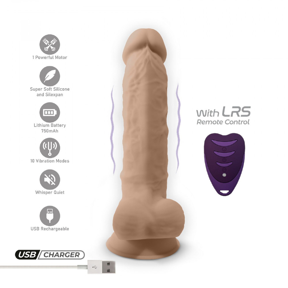 Фалоімітатор - Фалоімітатор з вібрацією SilexD Vetus Vibro Flesh (MODEL 1 size 8in) + LRS, двошаровий, діам. 4,2 см 6