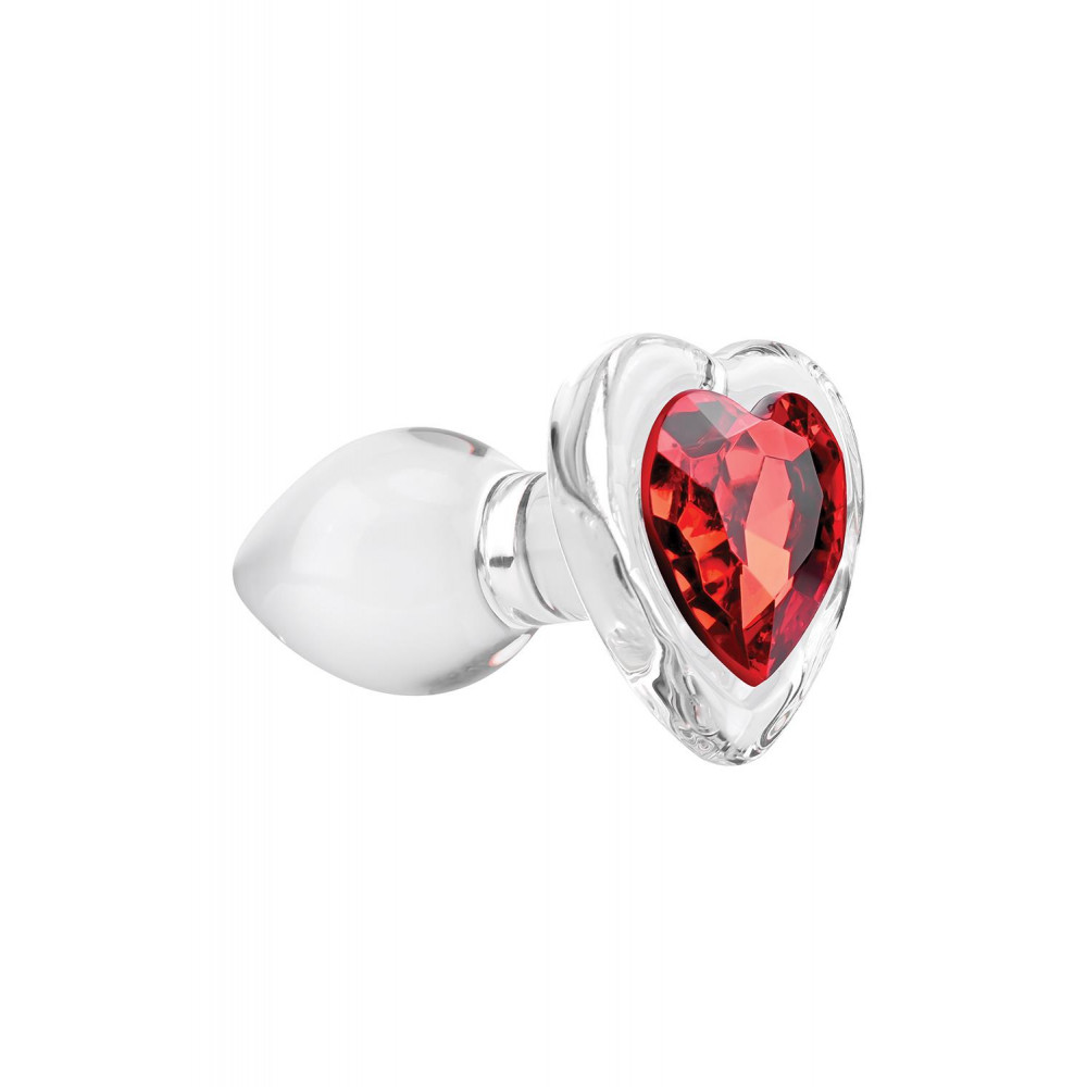 Анальные игрушки - Стеклянная анальная пробка ADAM ET EVE RED HEART GEM GLASS PLUG SMALL 7