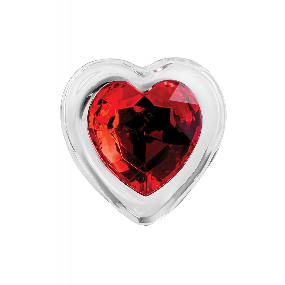 Анальные игрушки - Стеклянная анальная пробка ADAM ET EVE RED HEART GEM GLASS PLUG SMALL 8