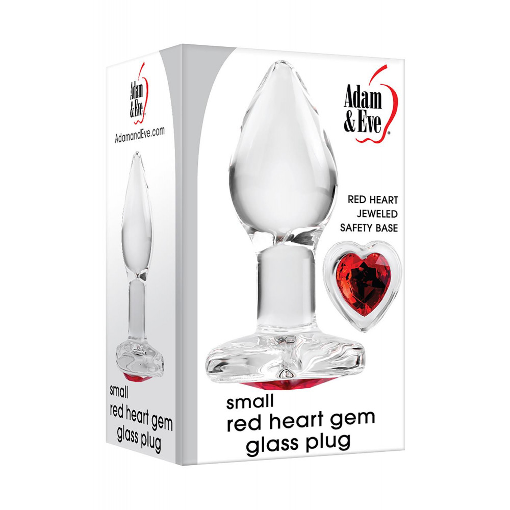 Анальные игрушки - Стеклянная анальная пробка ADAM ET EVE RED HEART GEM GLASS PLUG SMALL 1