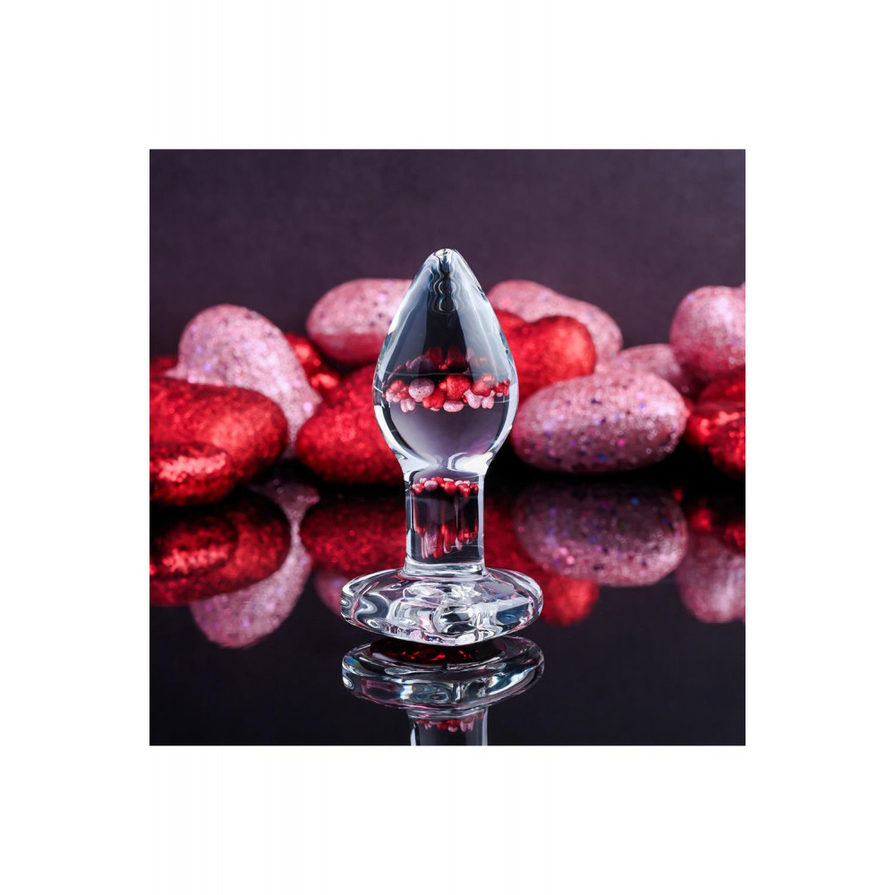 Анальные игрушки - Стеклянная анальная пробка ADAM ET EVE RED HEART GEM GLASS PLUG SMALL 6