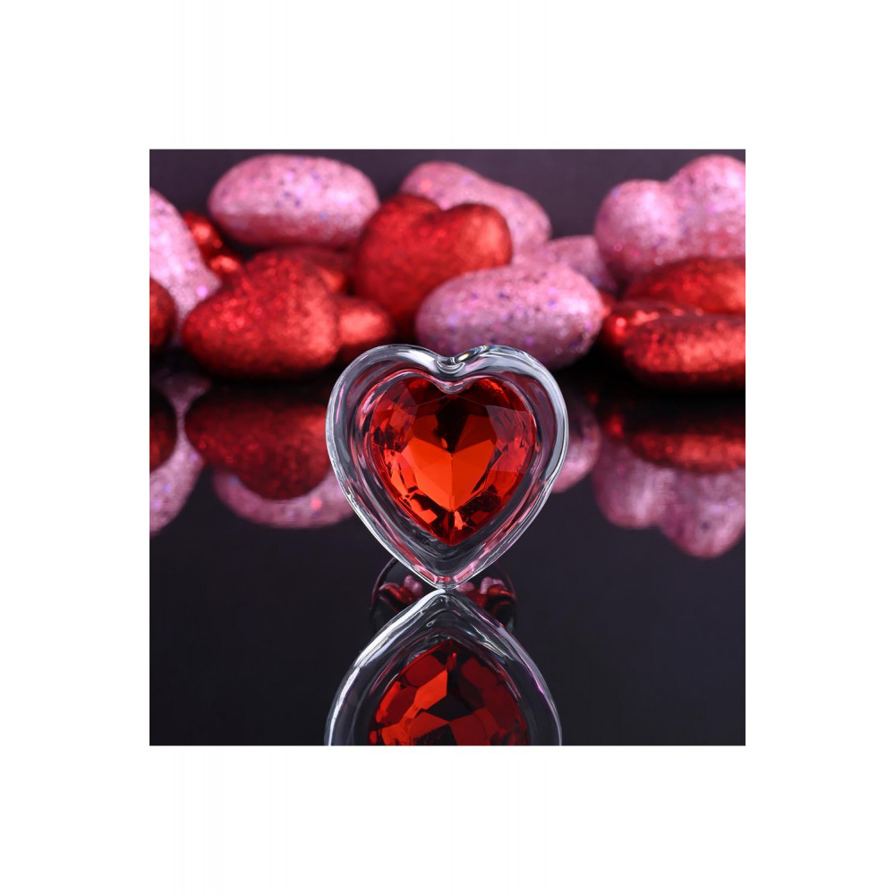 Анальные игрушки - Стеклянная анальная пробка ADAM ET EVE RED HEART GEM GLASS PLUG SMALL 4