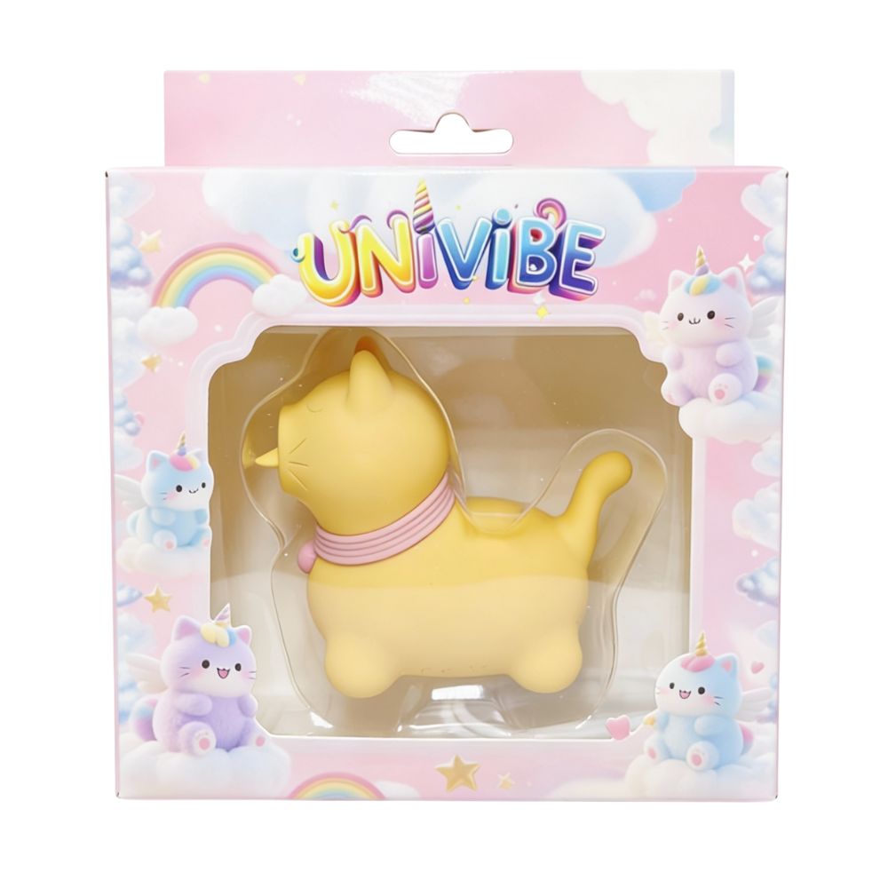 Вібропулі та міні-вібратори - Стимулятор клітора з язичком UNIVIBE Котик, 10 режимів, жовтий 1