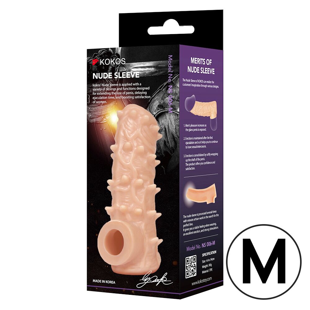 Эрекционные кольца без вибрации - Насадка на член Kokos Nude Sleeve NS 006 M 2