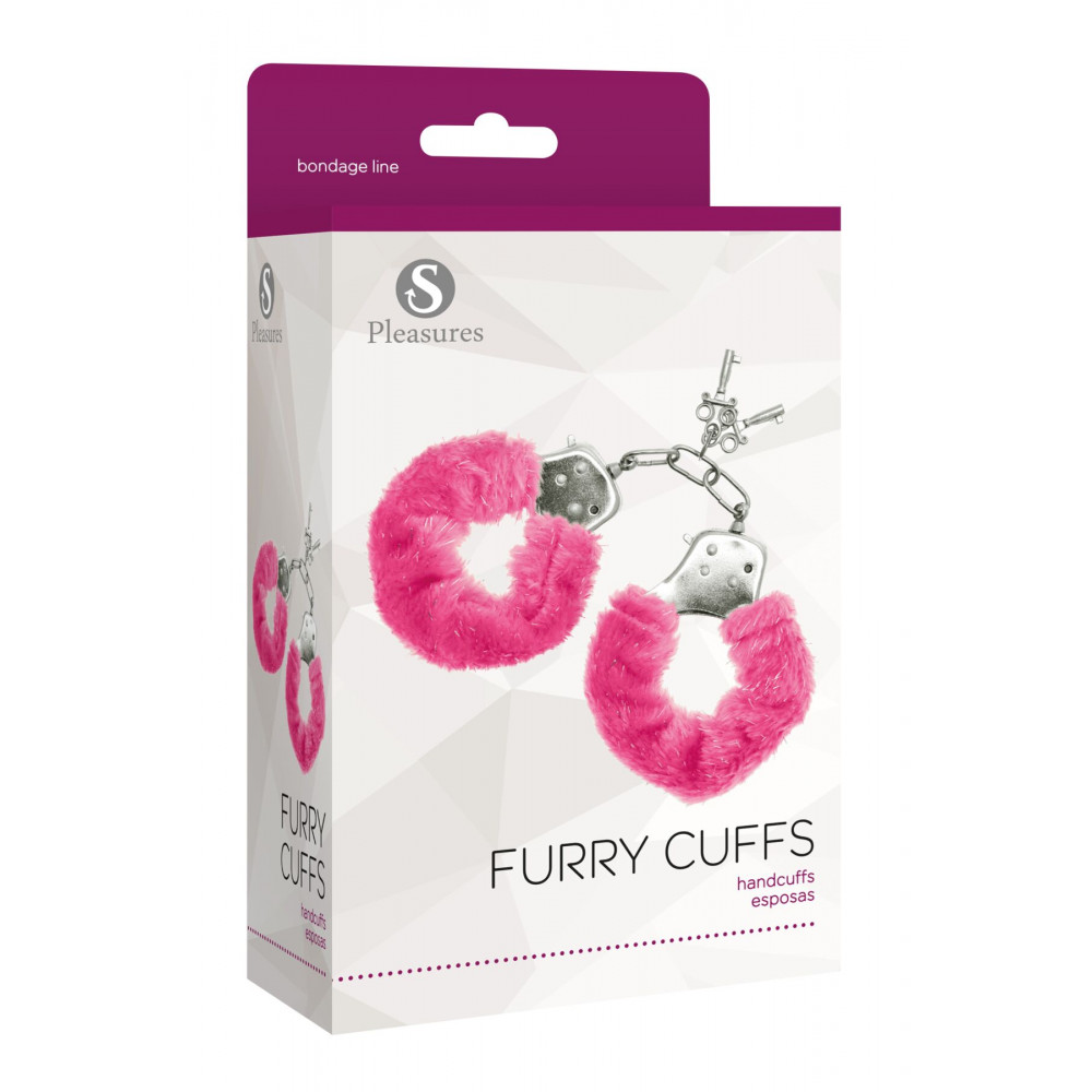 Наручники и ограничения - Наручники S Pleasures Furry Cuffs Pink с пушистой отделкой, 2 ключа в комплекте 1