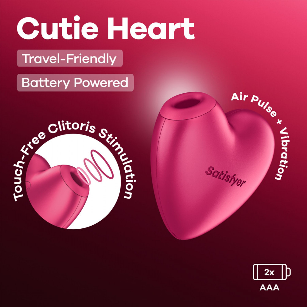 Вакуумный вибратор - Вакуумный стимулятор-сердечко с вибрацией Satisfyer Cutie Heart Battery Series 5