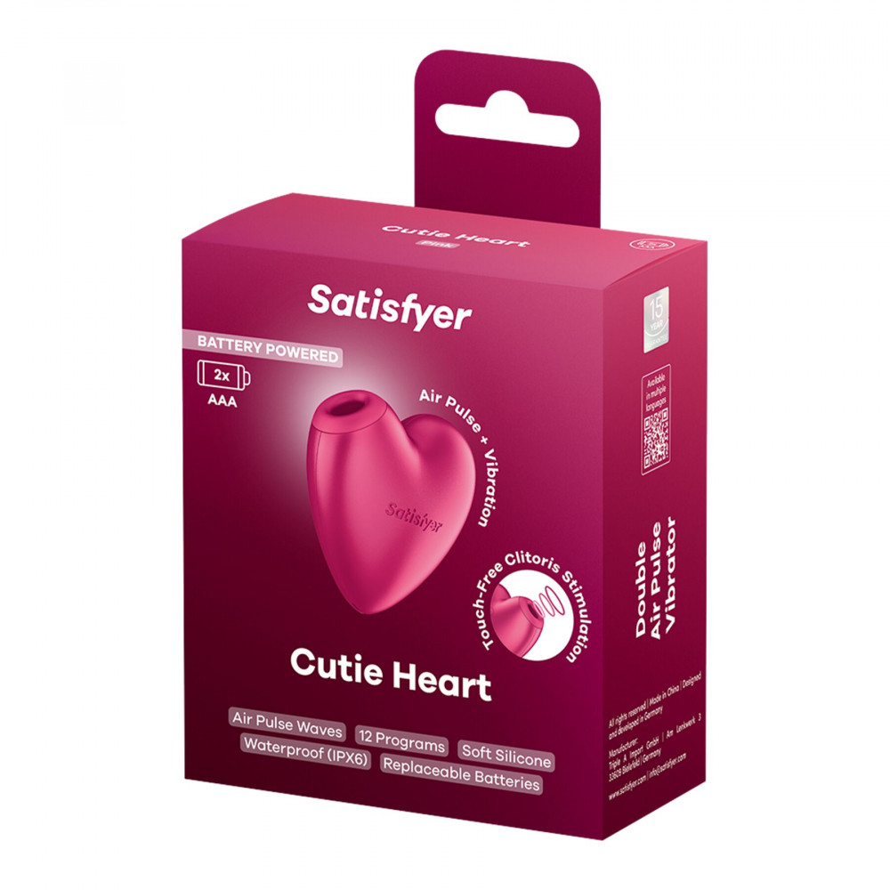 Вакуумный вибратор - Вакуумный стимулятор-сердечко с вибрацией Satisfyer Cutie Heart Battery Series 6