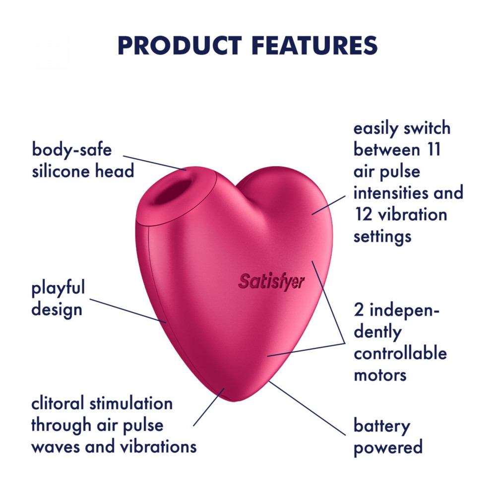 Вакуумный вибратор - Вакуумный стимулятор-сердечко с вибрацией Satisfyer Cutie Heart Battery Series 4