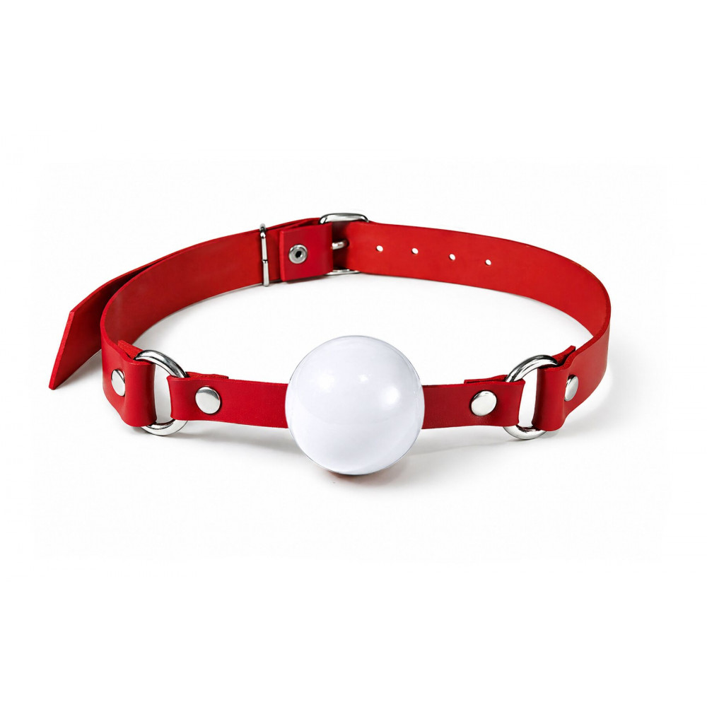 Пов'язки на очі, кляпи, затискачі - Кляп силіконовий Feral Feelings Silicon Ball Gag Red/White, червоний ремінець, біла кулька