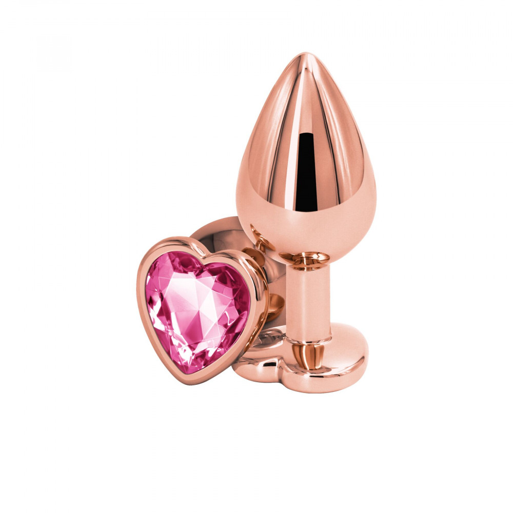 Анальные игрушки без вибрации - Анальная пробка NS Novelties Rear Assets - Rose Gold Heart - Medium - Pink