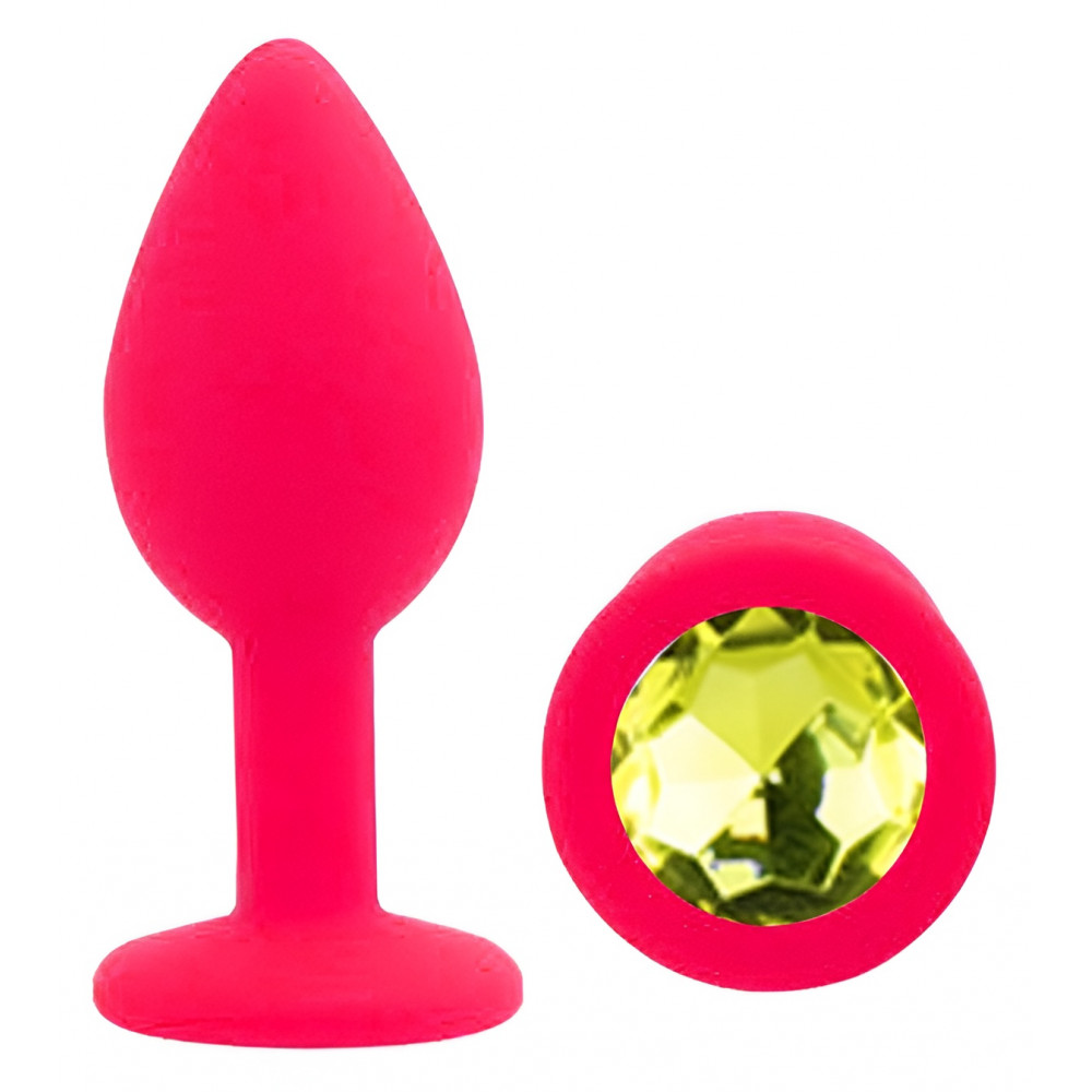 Анальные игрушки без вибрации - Силиконовая анальная пробка EGZO - Silicone Pink Round Plug Lime, size S 3