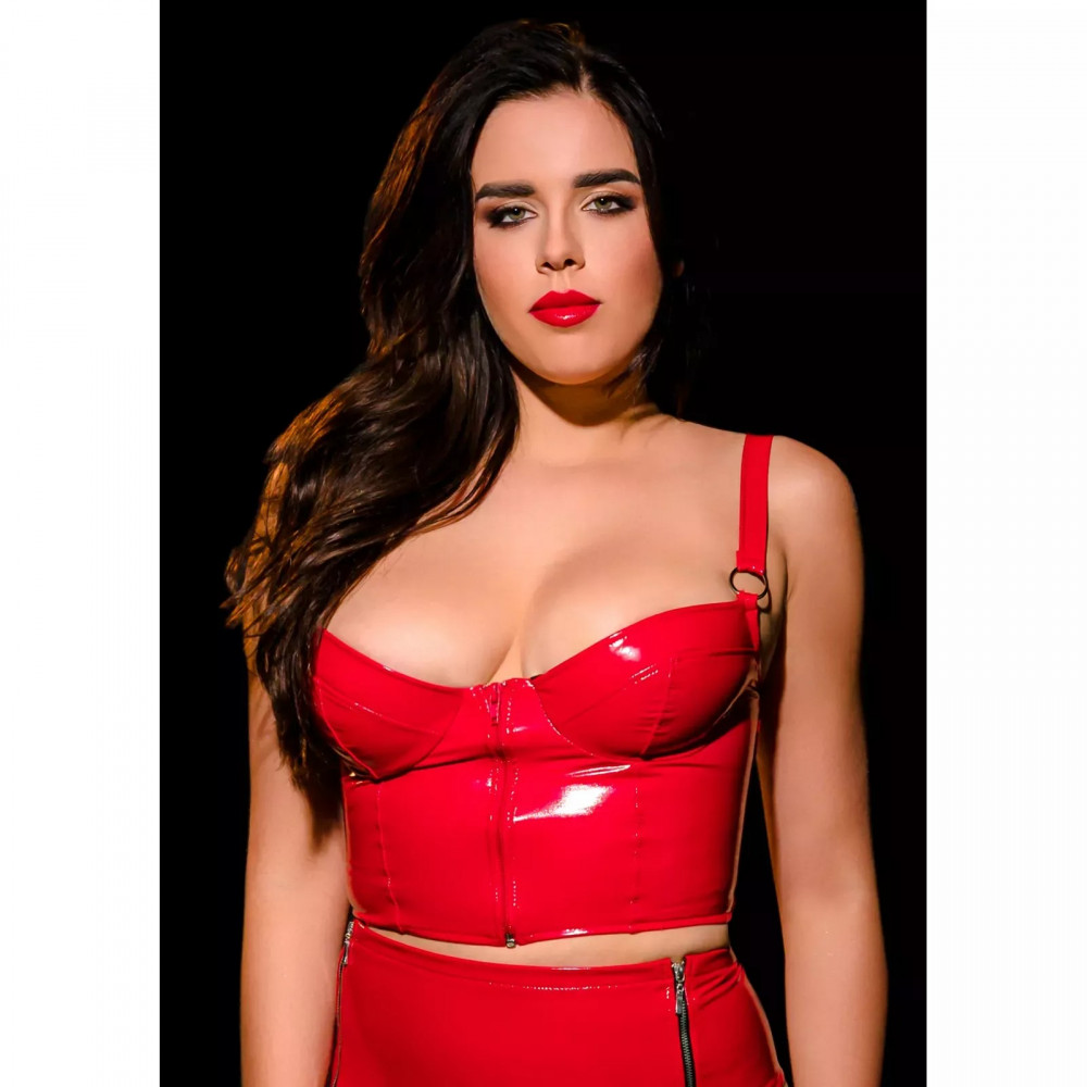  - Топ глянсовий OhMyG! Tokyo з блискавкою спереду, червоний, L-XL 1