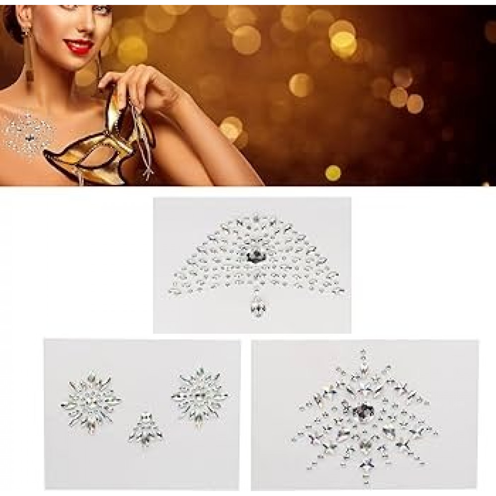 Різне - Прикраси для грудей та бікіні зі стразами Flamboyant від Bijoux Indiscrets, сріблясто-чорні 5