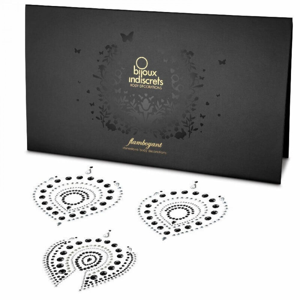 Різне - Прикраси для грудей та бікіні зі стразами Flamboyant від Bijoux Indiscrets, сріблясто-чорні 3