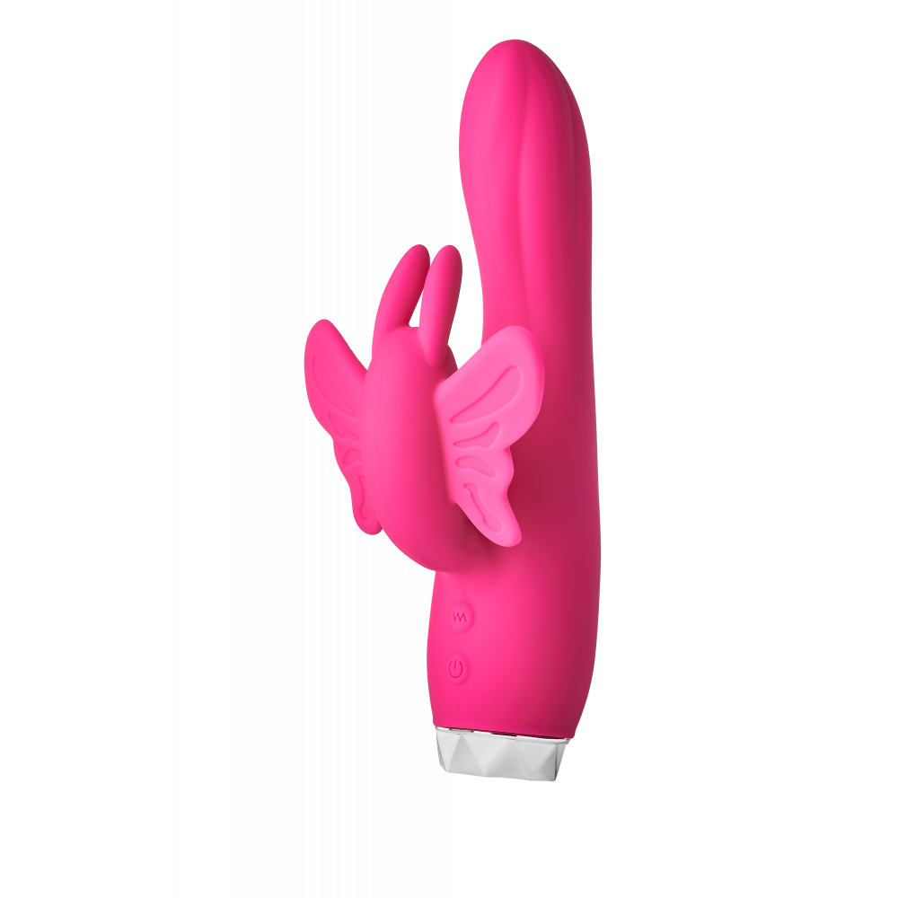 Стимулятор точки G - Вибратор кролик в виде Бабочки Dream Toys Flirts Butterfly, розовый, 17 см х 3 см