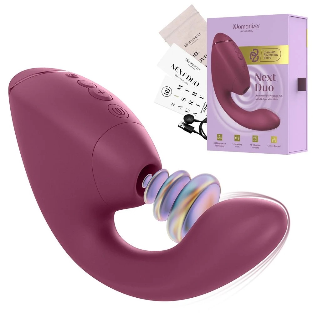 Вакуумний вібратор - Вібратор-стимулятор вакуумний Womanizer Next Duo Dusky Pink для точки G, рожевий 46