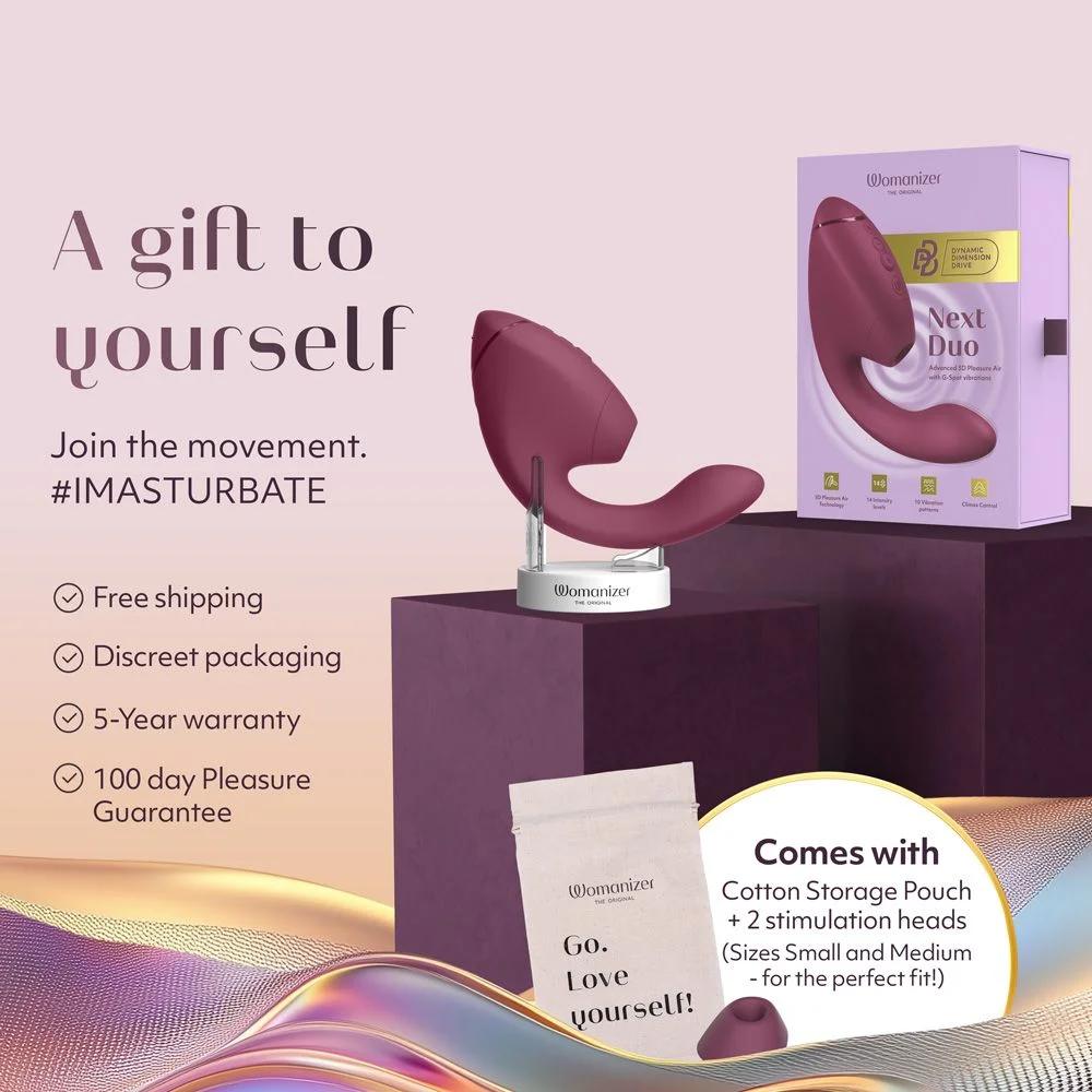 Вакуумний вібратор - Вібратор-стимулятор вакуумний Womanizer Next Duo Dusky Pink для точки G, рожевий 30